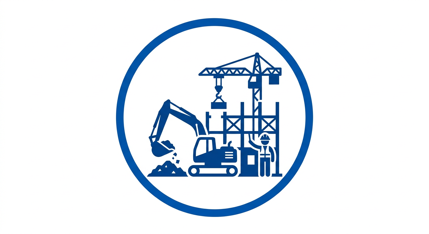 Firefly_Gemini Flash_i need blue color vector art icon in circle about {Construction} no need text 709774